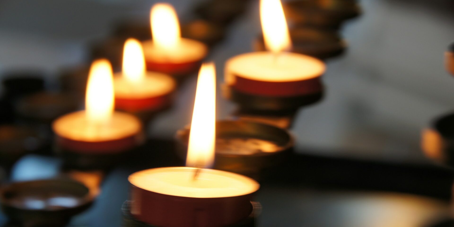 Candles lit to mourn the passing of a family member