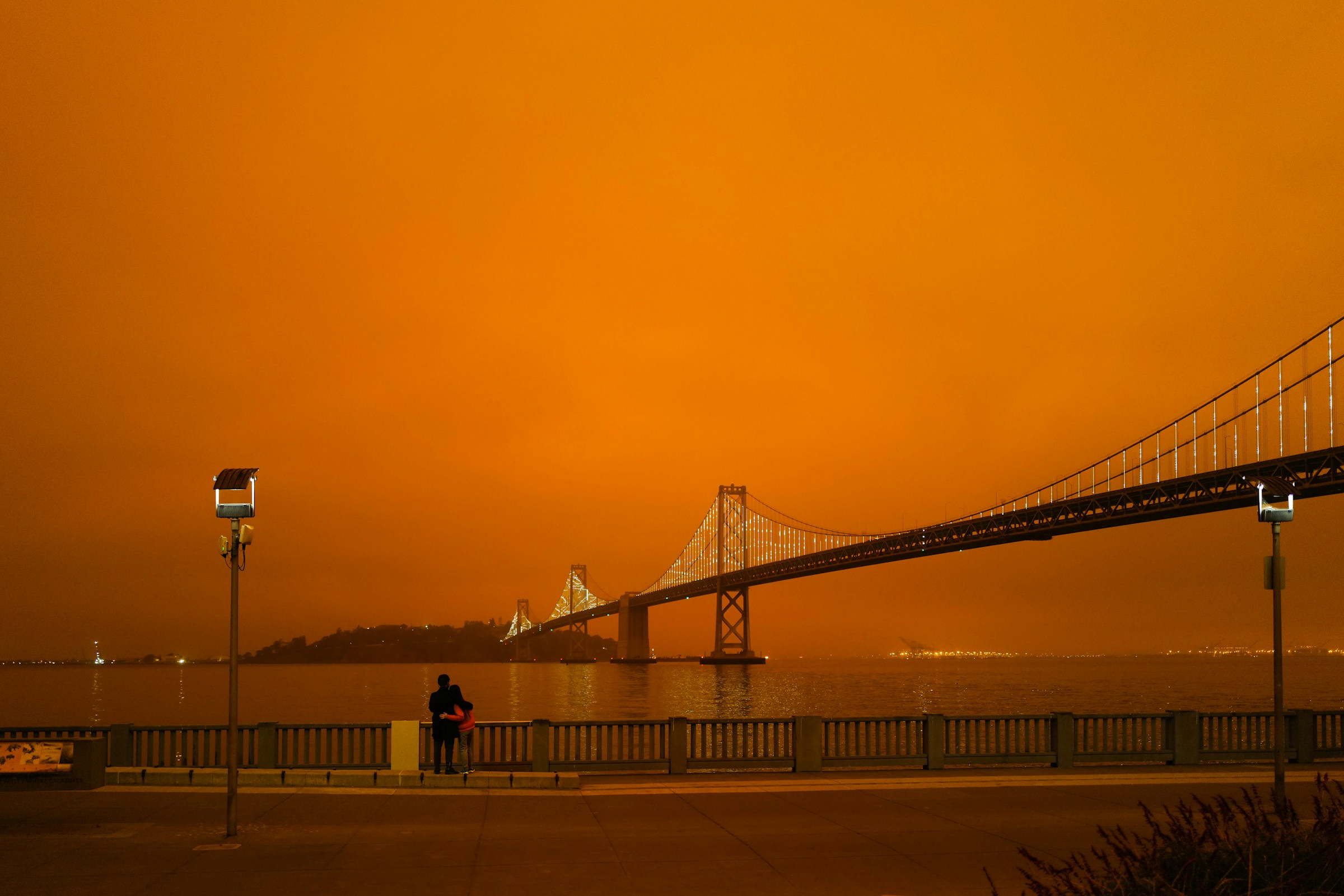 View of the Bay Bridge during the 2020 wildfires