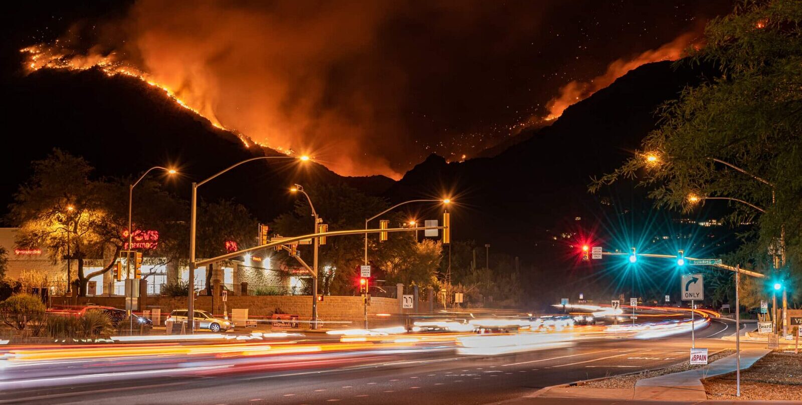 wildfire in the california hills as