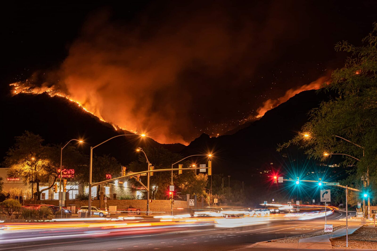 wildfire in the california hills as