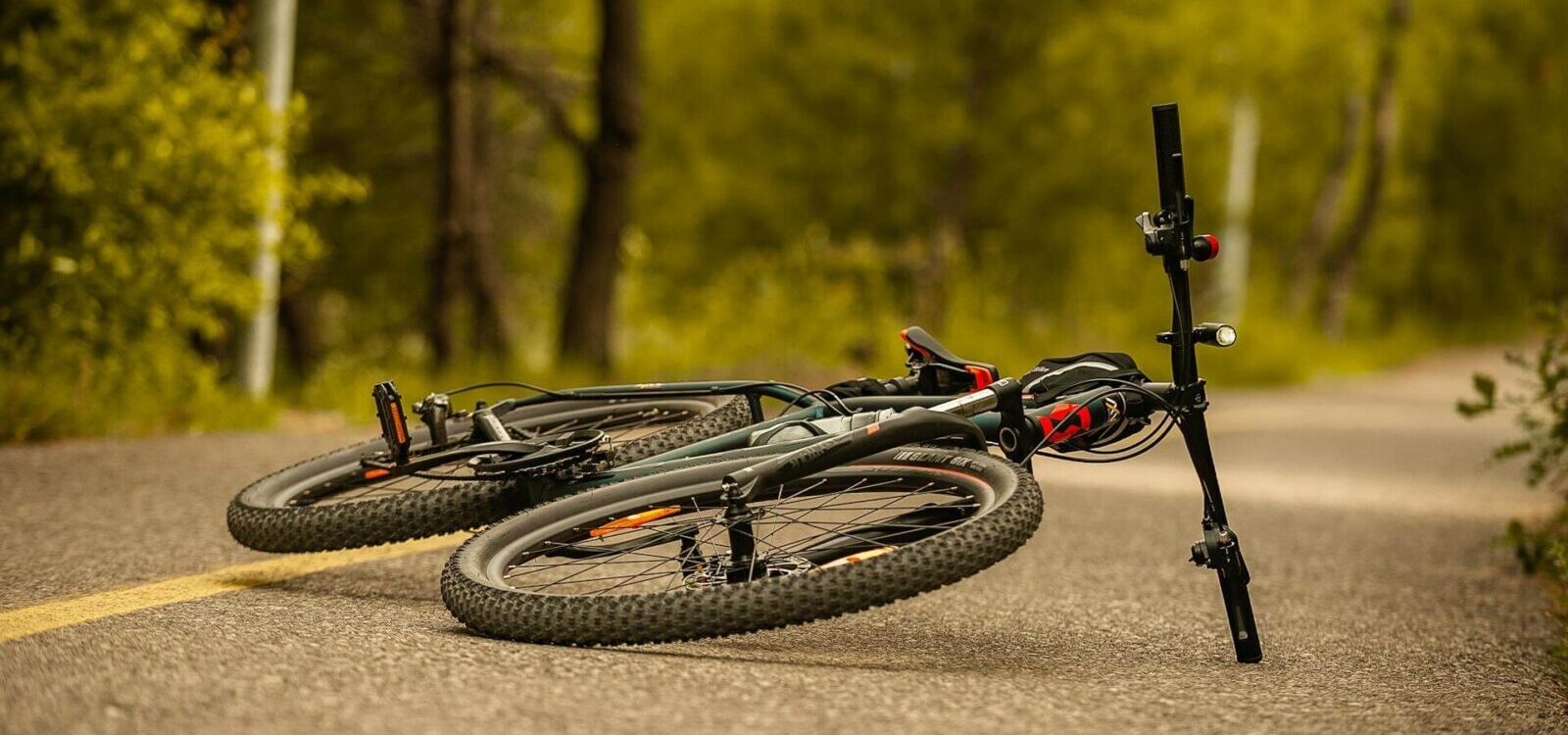 bike fallen on a trail after an accident
